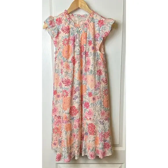 Ann Taylor LOFT Pink Champagne Floral Flutter Sleeve Mini Dress Size X-Small NWT - Picture 4 of 10